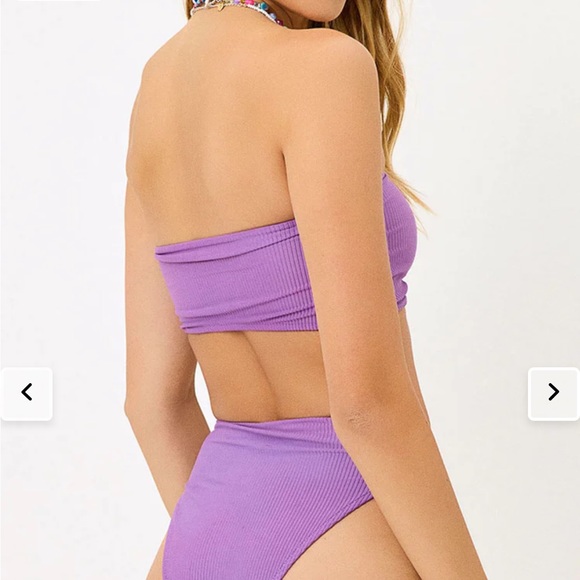 Frankie’s Ribbed Bandeau Bikini Top- Small - Picture 5 of 5